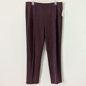 Susan Graver Women's Straight Leg Pants, Size L, Silver Wine Color